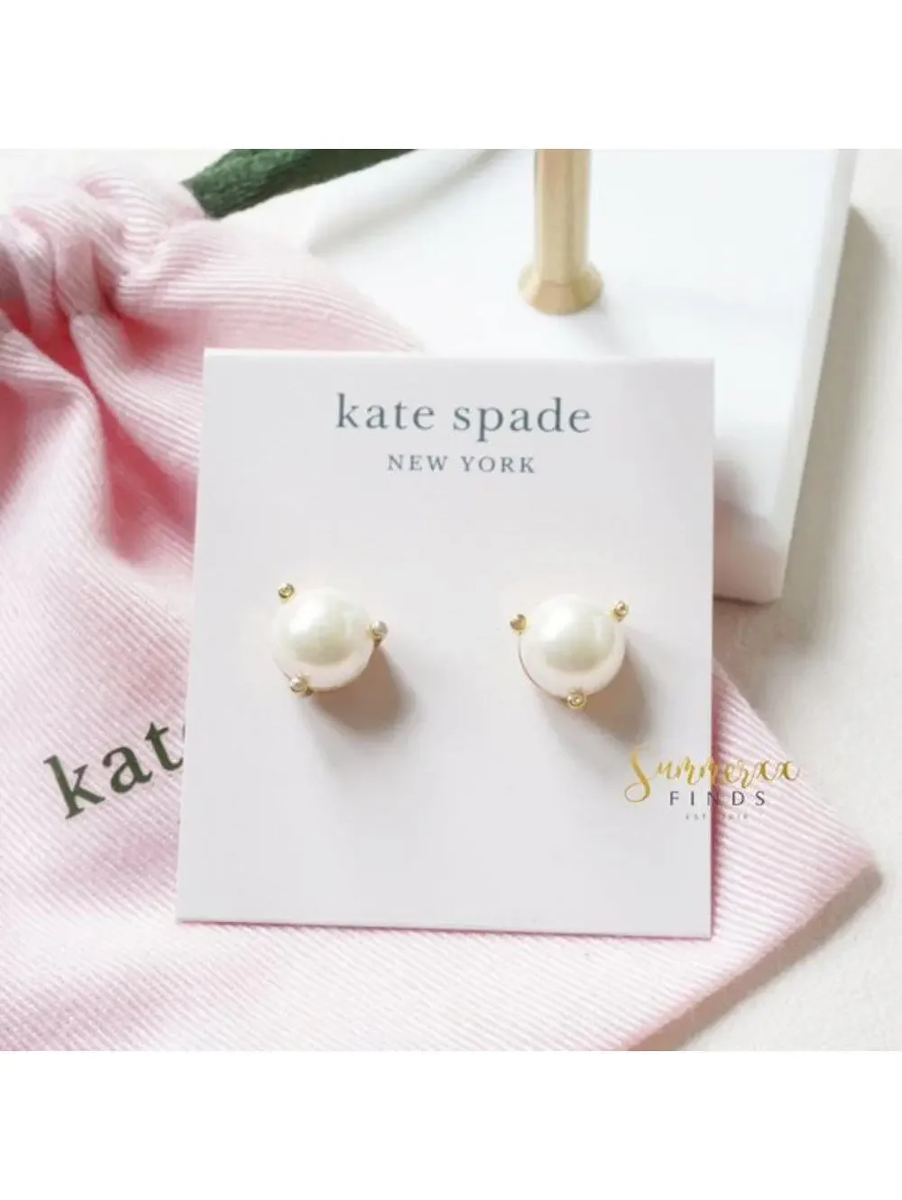 Kate Spade Rise and Shine Pearl Stud Earrings Large Cream